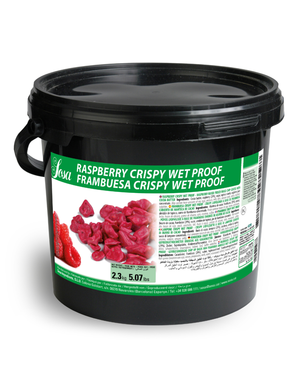 Sosa Raspberry Dust Raspberry Crispy - Sosa Wet-proof Freeze-dried 2.3kg - Panier des Chefs