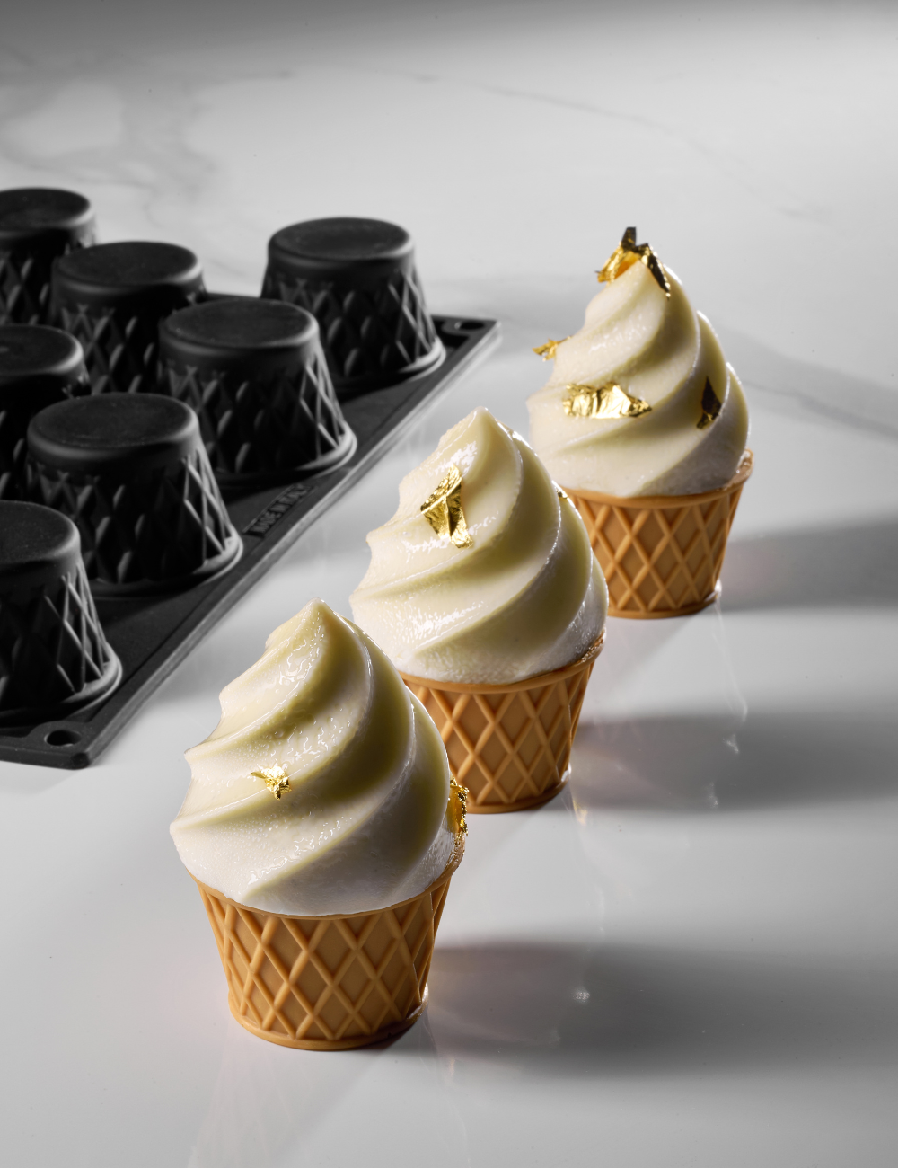 Gelato - Kit 2 moules Pavoflex Cône & Crème (11+11) par Fabrizio Fiorani - PAVONI