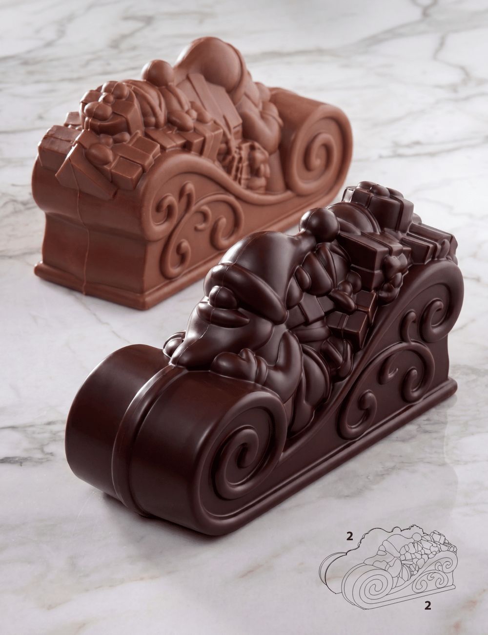 Sujets en chocolat Wish (vœu) avec schémas des moules thermoformés  - PAVONI